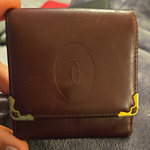 Cartier Other - Cartier Brown Gold Key Card Holder with Embossed Emblem